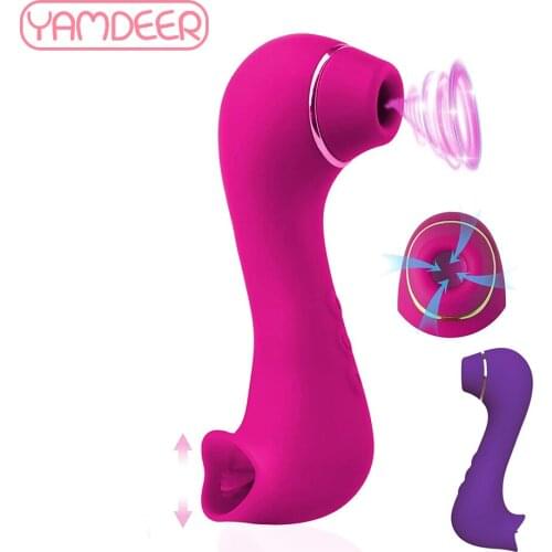 Clitoral Sucking & Licking Vibrator Double Head G Spot Stimulator Vaginal Nipple Massager Oral Sex Toys for Women & Couples