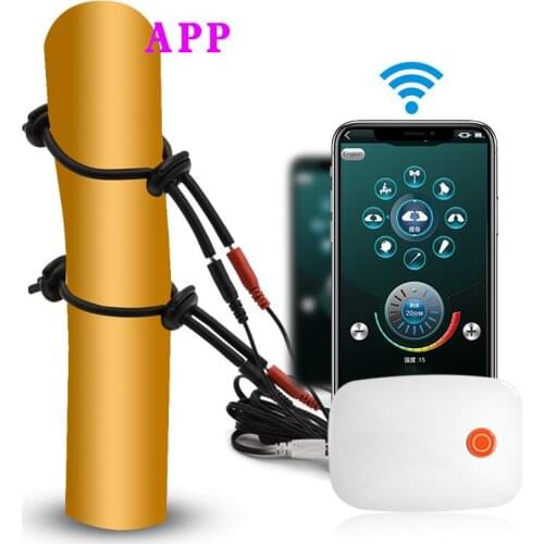 Electric Shock Ring On Penis Phone APP Control Current Orgasm Stimulator Vibrator Body Massager SM Masturbator For Men Sex Toys