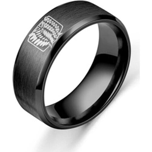 Anime Attack on Titan Drop Ring Giant Legion Flag Cosplay Jewelry Rings Holder for Anime Fans Cosplay Stainless Steel Ring