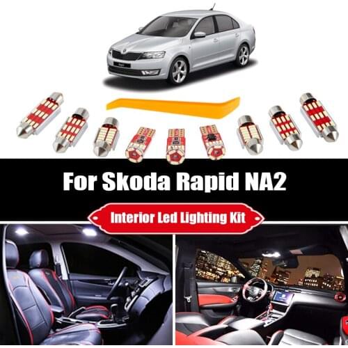 11pcs For 2011-2018 Skoda Rapid NA2 White Canbus Car LED Interior Light Map Dome Bulbs Kit Trunk Cargo License Plate Lamp