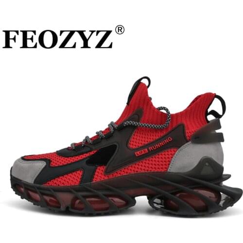 FEOZYZ New Air Cushion Life Running Shoes Men Knit Upper Breathable Men Sneakers Trainers Sport Shoes