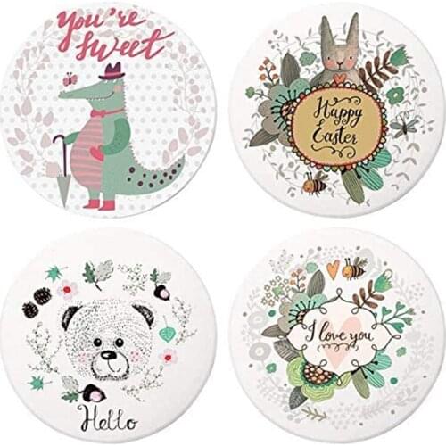 4 Pcs Round Coasters for Drinks Absorbent,Ceramic Coaster with Cork Scratch Protect for Cups and Glasses,Drink Coaster