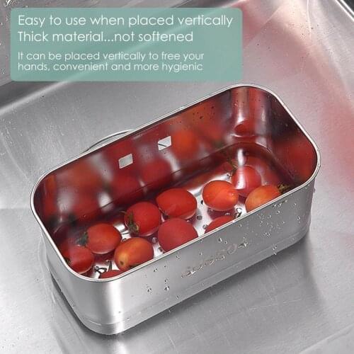 Kitchen Rectangle Sink Strainer Drain Fruit Vegetable Drainer Sponge Rack Storage Tool Basket Suction Cup Sink Filter Rack