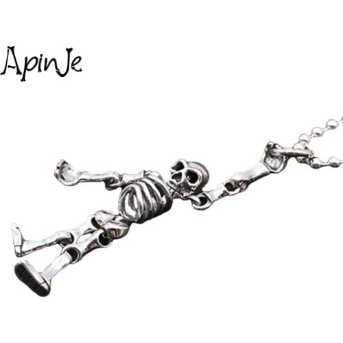 Apinje 925 Sterling Silver Whole Skull Pendant Thai Silver Necklace Pendant Men And Women Fashion Hip Hop Jewelry