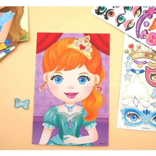 Cute DIY Princess Stickers 4 Different Styles Make Your Own Animal Dinosaur Princess Friends Puzzle Sticker Games for Boys Girls
