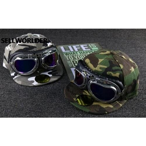 2020 New Pilot cap with Sunglasses Casual Camouflage hip hop Hat Adults Baseball Cap 56-58cm
