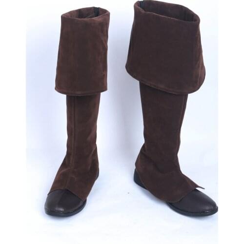 Captain Jack Cosplay Shoes Halloween Cosplay Costumes Men Caribbean Pirate Brown Thigh Boot Cosplay Knee High Boots Carnival Cos