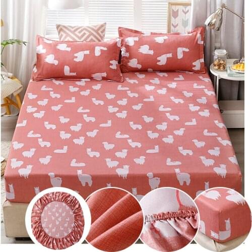 1pc Solid Fitted Sheet Mattress Cover Four Corners With Elastic Band Bed Sheet(no pillowcases)