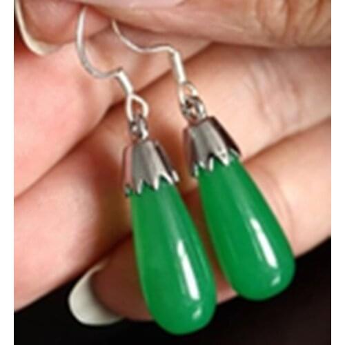 Wholesale good Pretty New Natural Green gemiters gemrs gems stone European style ladys Jewelry hook Earrings 6.09noble ladys