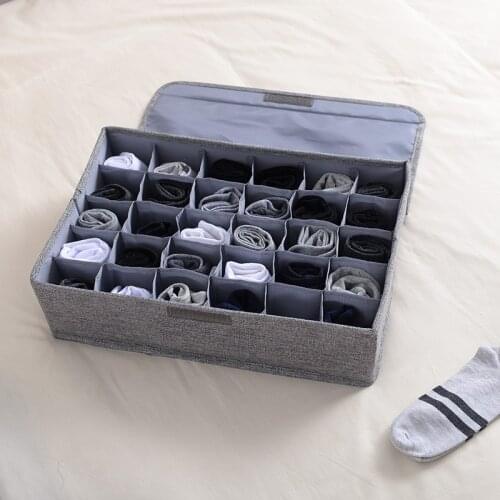 Dormitory closet organizer for socks briefs home separated underwear storage box 30 grids organizer foldable drawer organizer