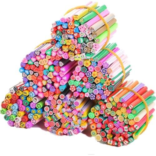 50pcs Fruit Polymer Clay for Nail Art Manicure Fimo Canes Rods Sticker DIY