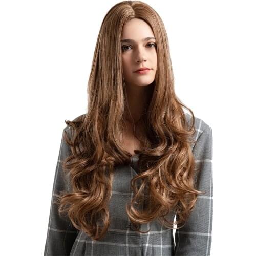 26 Inch Elegant Synthetic Curly Cosplay Wig Long Straight Hair Heat Resistant Spiral Costume Wigs for Women Lady