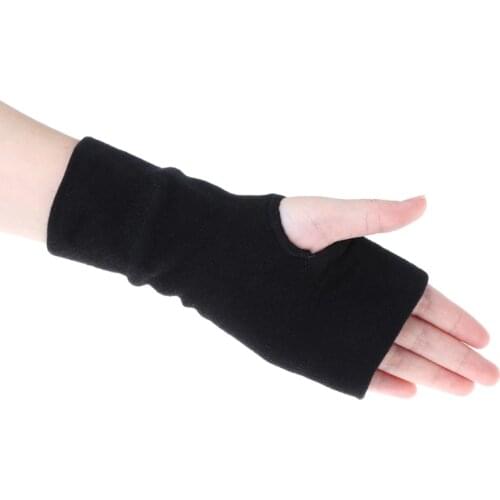2020 Black Fashion Unisex Men Women Winter Gloves Soft Warm Mitten Knitted Fingerless Solid Black Soft