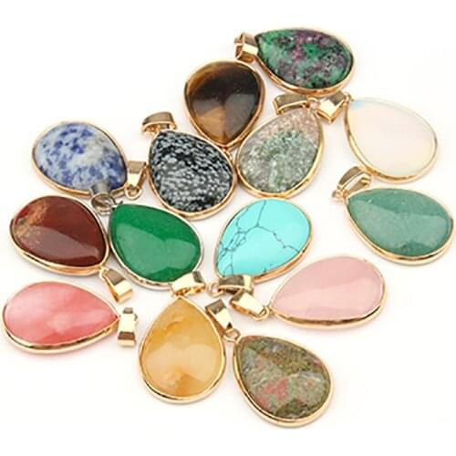 Natural Stone Agates Pendant Trendy Quartz Crystal Charms Pendants For Jewelry Making DIY Necklace Accessories Size 35x24x7mm