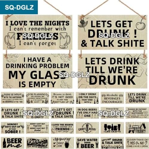 [SQ-DGLZ] Drink Beer Sign Wooden Sign Plate Alcohol Plaque Wood Bar Plaque Pub Wall Decoration Door Hanging Sign Home Decor