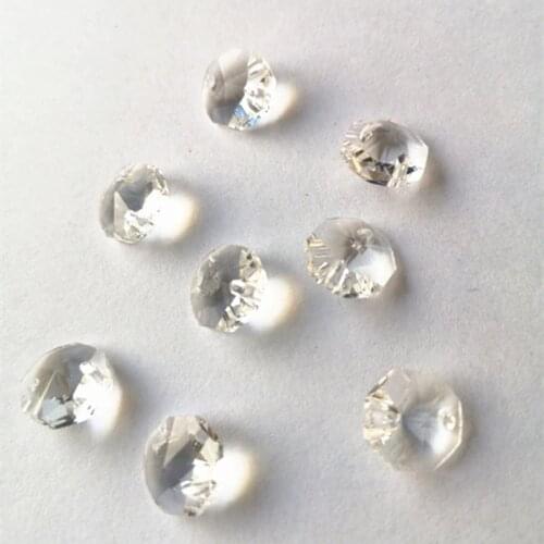Top Quality 8pcs Clear 10mm Crystal Octagon Shiny Beads in 2 holes For Crystal Chandelier Lamp Accessories Glass Curtain Beads