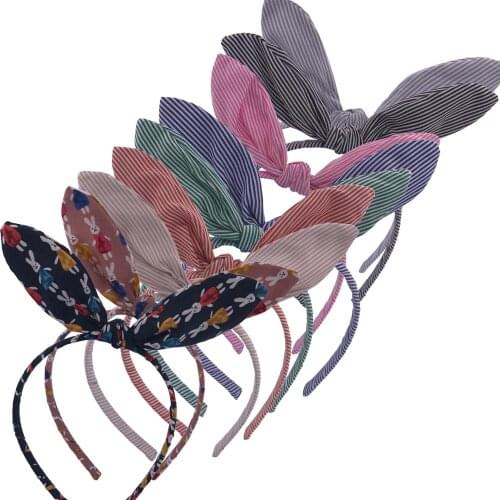 Bunny Girl Fabric bow Hairbands Rabbit ears Headbands Hair hoop Boutique tiara Hair bows Accessories Headwear