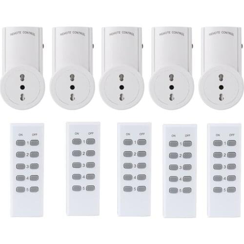ESPLENTY Smart Socket Wireless Remote Control Outlet Light Switch Italy Plug (5 Socket+2 Remote)