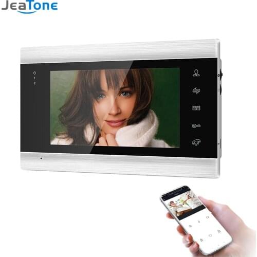 Jeatone Wireless Wifi Indoor 7 Inch Monitor Video Door Phone Doorbell Intercom System Support Motion Detection Unlock Remotely