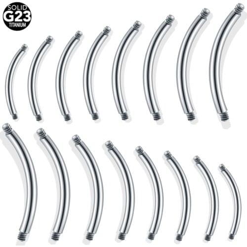 50Pcs/lot G23 Titanium Curved Bar Parts Screw Barbells For Eyebrow Navel Piercing Jewelry Post Only Replacements Accessories