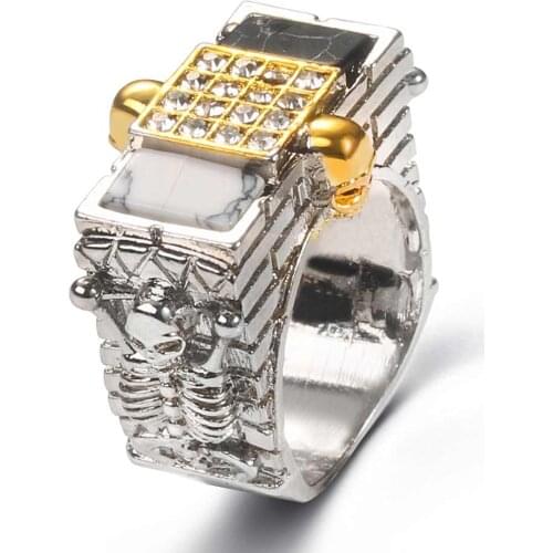 Rings for Women Geometric Skull Cubic Zirconia Rings Silver Plated Stainless Steel Rings Gift for Girlfriend Fashion Jewellery