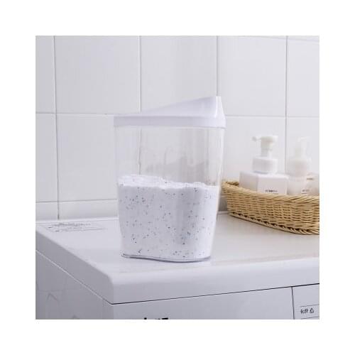 1.45L Washing Powder Bucket Creative Transparent Container Storage Tank Box With Washing Powder Household Covered Sealed Bottle