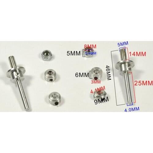 1 set of Airplane Wheel Accessories Axles Wheel Adapter Tapping hexagonal nut M5 Hole Size 4*L40.5MM L46mm