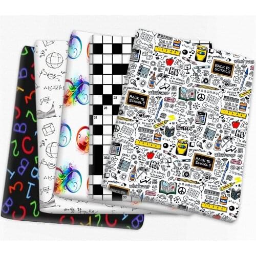 Back to School 100% Cotton Fabric for Tissue Kids Home Textile Patchwork Cloth DIY Sewing Quilting Curtain Bedding,1Yc15871