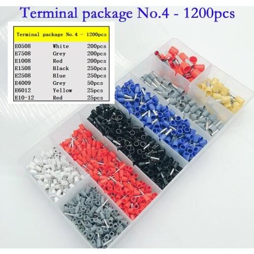 1200pcs Assorted Full Insulated E Set Terminals Connectors Electrical Crimp Spade Ring insulated terminals Cord terminals