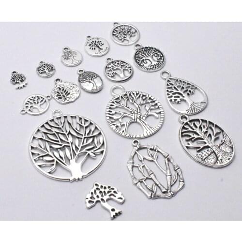 16 styles Tibetan Antique Silver Angel Tree of life Charm Pendant Jewelry Making Bracelet Accessories Jewelry Findings Handmade