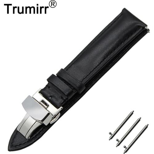 18mm Genuine Leather Watch Band Quick Release Strap for Withings Activite / Steel / Pop Butterfly Buckle Wrist Belt Bracelet