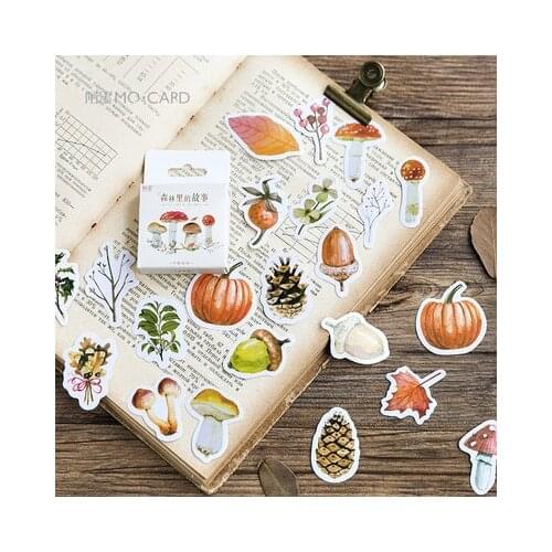 45PCS/box Forest Mushroom Stories Journal Scrapbook Gift Packing Decoration Lable Sealing Paper Stickers DIY Crafts