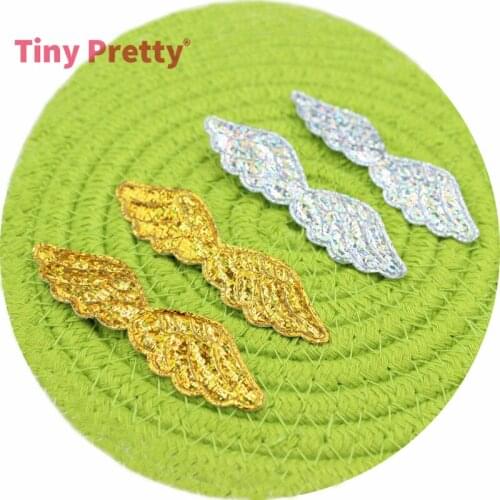 50PCS Shiny Iridescent Angel Wings 70mm Glitter Fabric Angel Doll Wings for Baby Doll Making, Hair Bows, Card Embellishment