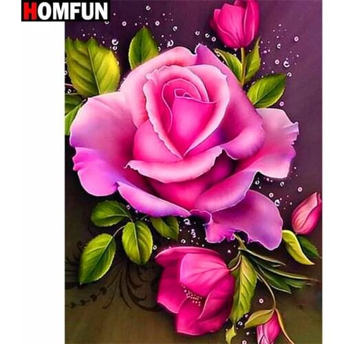 HOMFUN Full Square/Round Drill 5D DIY Diamond Painting "Rose flower" 3D Diamond Embroidery Cross Stitch Home Decor Gift