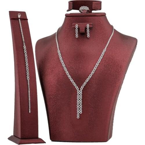 Infinity Design Silver Women Set with Zircon Stone New Trendy Clear Crystal Elegant Design Lady Wedding Jewelry Made in Turkey