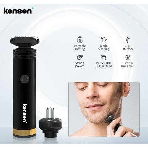 Kensen Electric Shaver Mens Razor Beard Mini Beard Trimmer Travel Shaver Nose Hair Shaving Machine Hair Clipper Facial Epilato