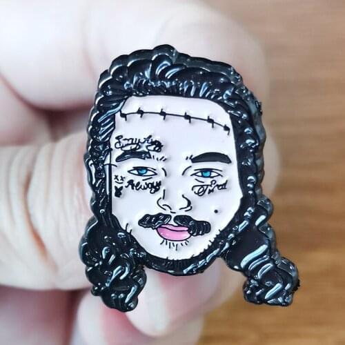 Hip Hop Rap Rocker Star Post Malone Brooch Pins Enamel Metal Badges Lapel Pin Brooches Jackets Jeans Fashion Accessories