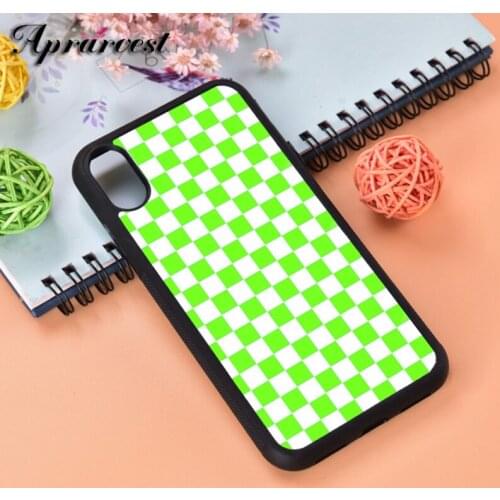 Aprarvest Green Checker Silicone Rubber Phone Case Cover For iPhone 6 6S 7 8 PLUS X XS XR 11 12 MINI PRO MAX