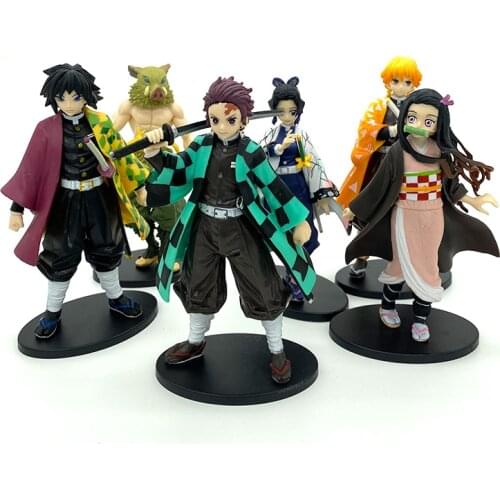 Anime Demon Slayer Figure Kamado Tanjirou Nezuko Action Figures PVC Model Toys Zenitsu Figurine Inosuke Kimetsu No Yaiba Figura