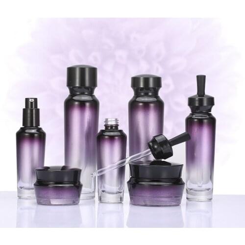 Glass Pump Bottle 35ml-100ml Dropper Empty Cosmetic Containers Lotion Jars Travel Purple Gradient Ramp Pump Bottle Perfume Jars