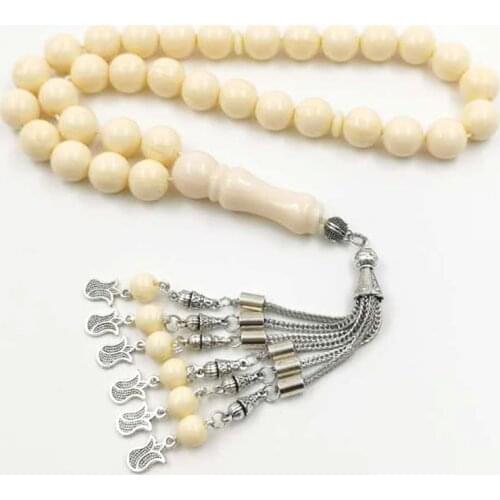 Imitation ivorys Tasbih Beige Resin Misbaha 33Beads muslim bracelet islamic Eid gift arabic accessories turkey fashion jewelry