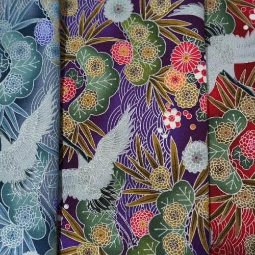 Japanese style Crane Pattern Kimono Cotton Fabric For dress Patchwork Home textile material Sewing Quilting Fabric