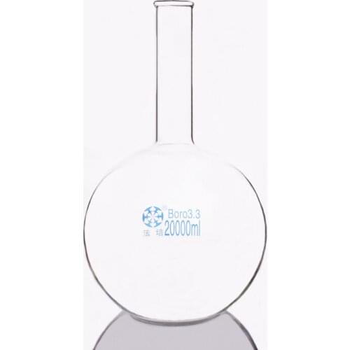 Boiling flask flat bottom long narrow neck,Capacity 20000ml,The O.D. of the neck is about 80mm,Long neck flask with normal mouth