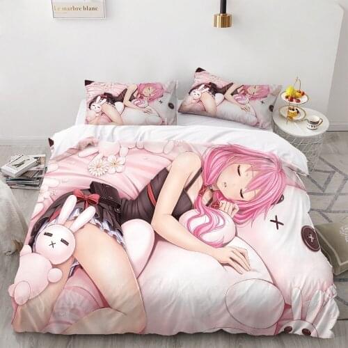 3 Pieces Cartoon Bedding Set 3D Printed Japan Anime Duvet Cover Sexy/Lovely Girls Bed Quilt Cover Home Textile Twin Single Size