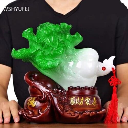 Creativity Resin Chinese Cabbage Decoration Home Porch Feng Shui Ornaments Office Desktop Decor Crafts Housewarming Gift