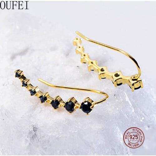 Minimalist Earrings 925 Sterling Silver Ear Clip Geometric Fashion Zircon Fine Earrings Women Long Ear Crawlers Wedding Jewelry