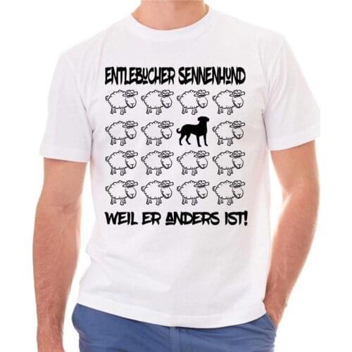 Mens T Shirts Fashion O-Neck Cotton Black Sheep - Entlebucher Sennenhund - Hunde Fun Schaf Hund Siviwonder Design Men T-Shirt
