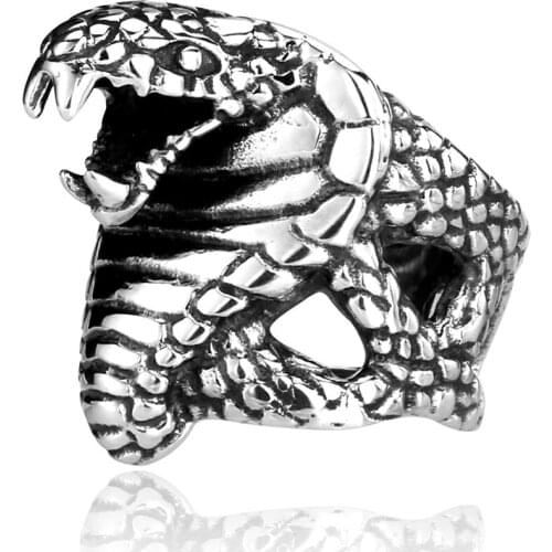 Stainless steel huge snake ring for men punk biker unique jewelry