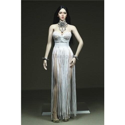 Custom 1/6 Scale White Tassel skirt Long Dress Clothing for 12inch Phicen JIAOUL Tbleague Doll Figure Toys