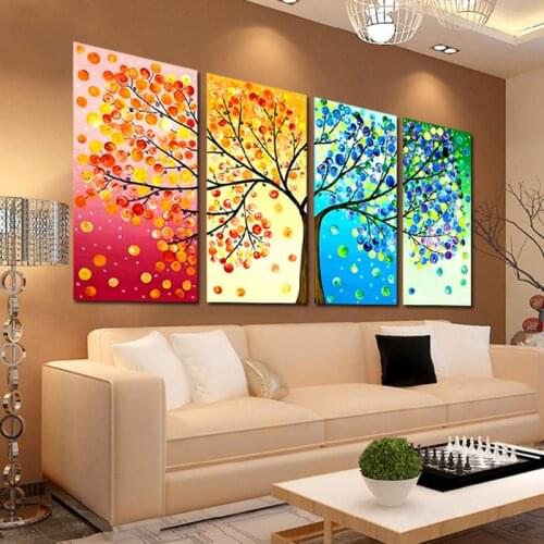 DIY Handmade Needlework Embroidery Cross Stitch Kits Precise Printed Colorful Tree Pattern Stitching Home Decor Hobby Costura